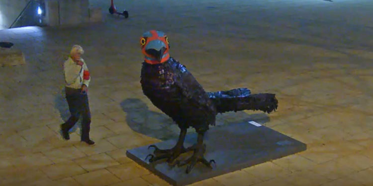 Arrest made in connection with grackle statue fire